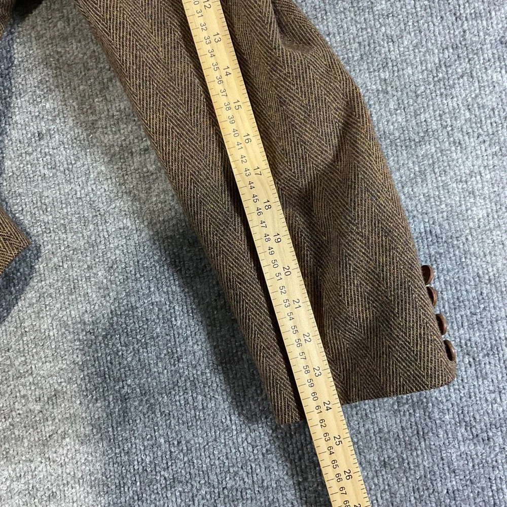 Orvis Mens 42R Brown Herringbone Pure New Wool Sport Coat Blazer Made in England